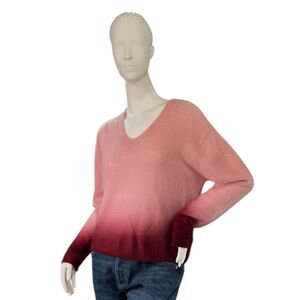 Colorush Pink Cashmere Silk AMARA Sweater Pink Ombre V-Neck Pullover $368 XS